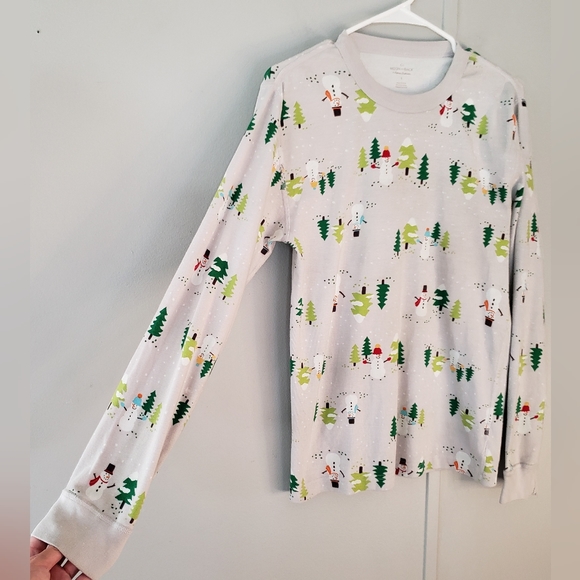 Moon and Back by Hanna Andersson Holiday Snowman Long John Pajama Top - Picture 4 of 11